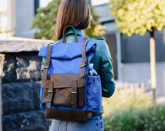 Canvas travel backpack women! Backpack women, Travel backpack, Laptop Backpack, Large backpack,Canvas and leather backpack,Rolltop backpack