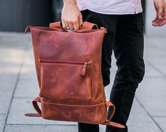 Lederrucksack,Laptop Rucksack,Leder Rucksack Männer,Rucksack Rucksack,Rucksack Männer,Herren Leder Rucksack,Reiserucksack,Schulrucksack