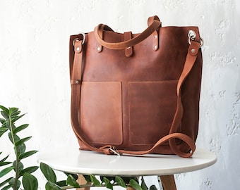 Bolso tote grande de cuero para mujer, bolso tote de cuero para mujer con iniciales, bolso tote de cuero con cremallera, bolsos tote de cuero para portátil