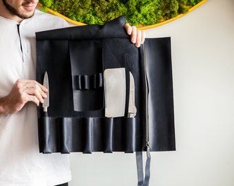 Leather knife roll, Knife bag roll, Chef knife roll, Leather knife case, Chef knife bag, Custom knife roll, Leather organizer for knives