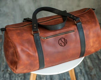 Leather Duffle bag PERSONALIZED! Large travel bag,Overnight bag, Monogram duffle bag, Leather Duffle bag, Weekender bag men, Duffle bag men