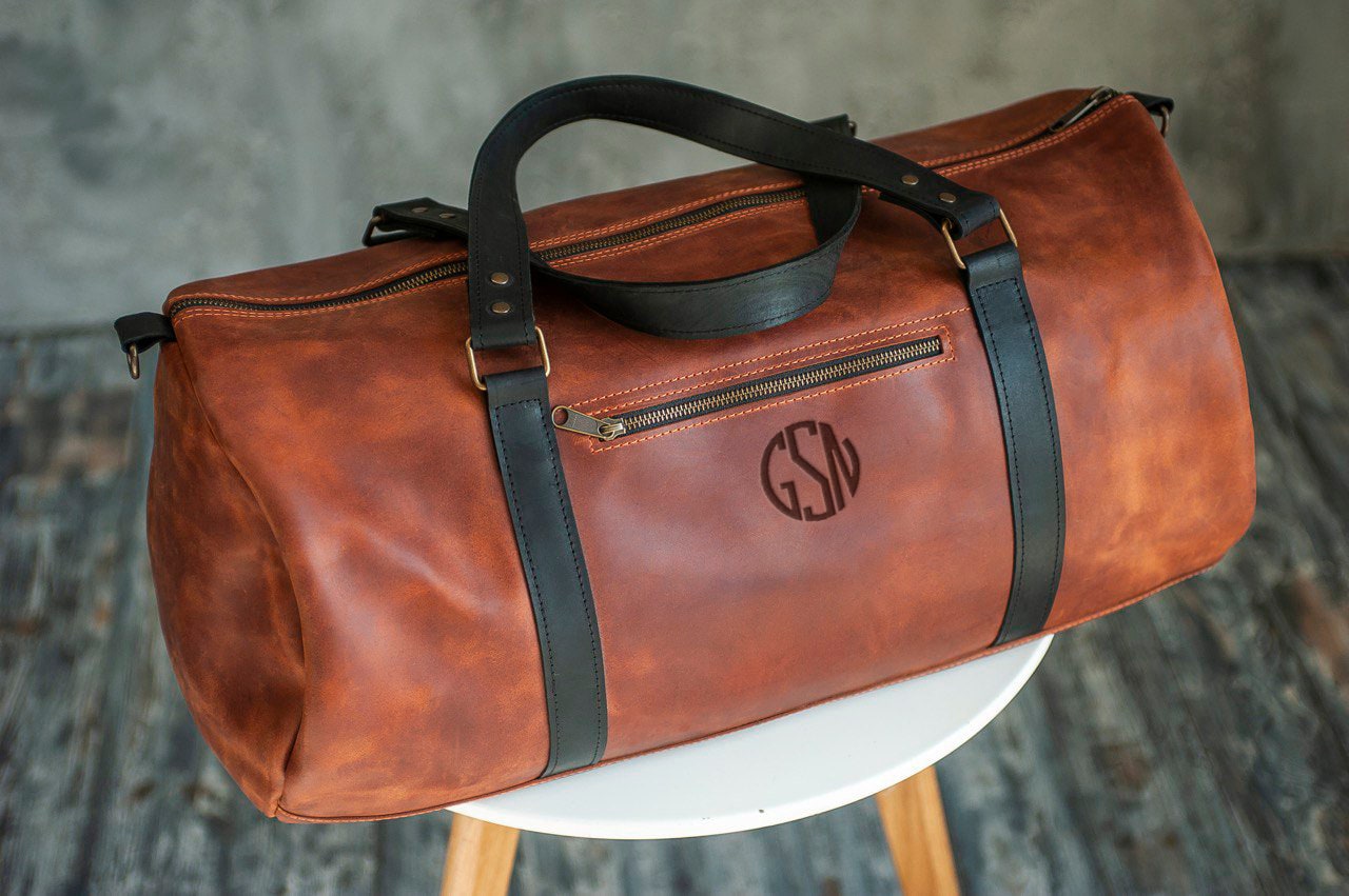 Leather Duffle bag PERSONALIZED Large travel bagOvernight Etsy