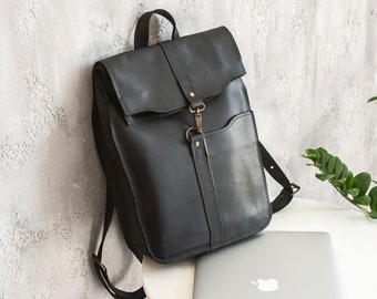 Black leather backpack,Leather backpack,Laptop bag,Laptop Backpack,Leather laptop backpack,Man backpack leather,Black leather backpack men