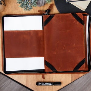 Großes personalisiertes Portfolio, Zipper-Portfolio, Geschäftsmappe, personalisiertes Abschlussgeschenk, benutzerdefinierte Notizblock-Abdeckung, Geschäftsgeschenk