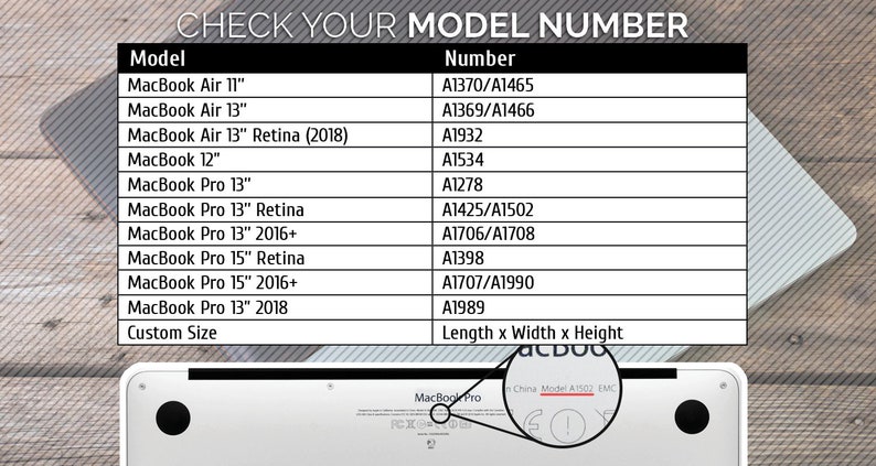 May include: A table with a black and white grid pattern showing a chart of Apple MacBook models and their corresponding model numbers. The chart includes models such as MacBook Air 11", MacBook Air 13", MacBook Pro 13", and MacBook Pro 15".