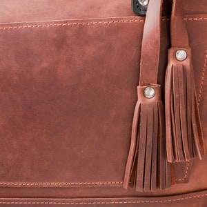 Leather Tote bag for women With zipper at main compartment Personalization and Laptop section is optional image 8