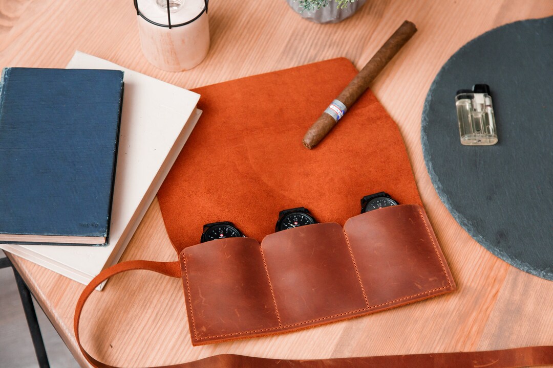 Personalized Watch Roll, Leather Roll, Leather Watch Case, Travel