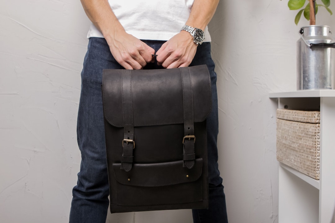 Men's Leather Backpack, Leather Rucksack, Travel Backpack, 13 Laptop