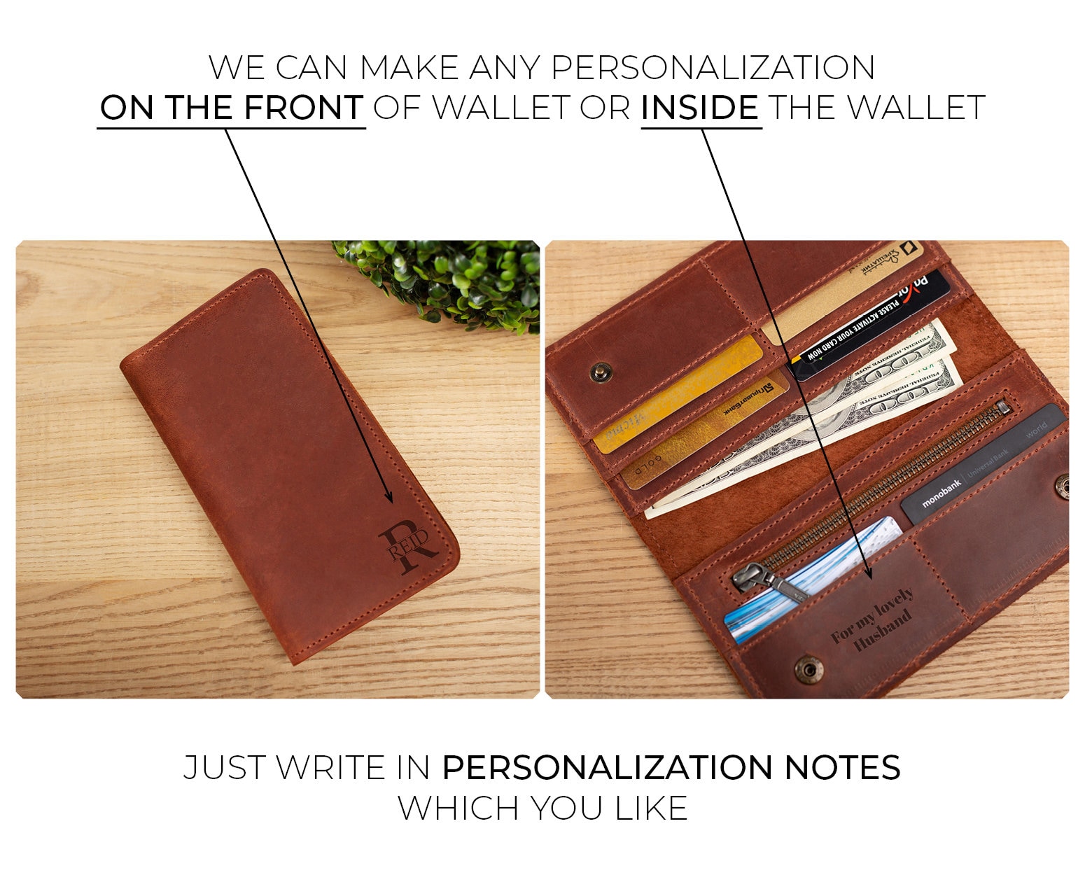Personalized Leather Wallet, Leather Wallet, Womens Wallet, Leather ...