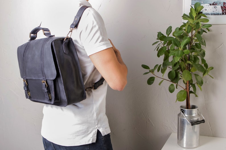 Leather Convertible Briefcase for Men. Briefcase Backpack. Etsy