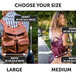 Personalized leather backpack women,Custom leather backpack,Large cognac backpack,Laptop backpack,Medium leather backpack,Leather rucksack image 5