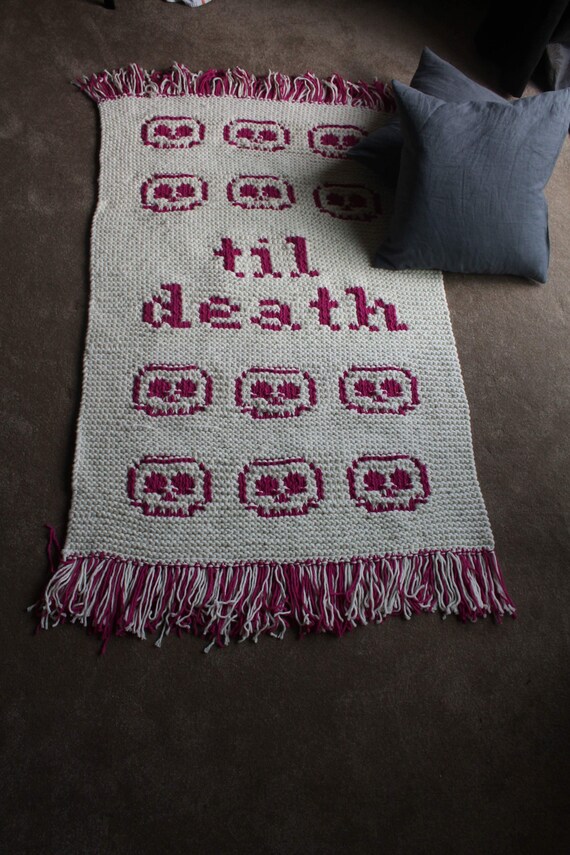 Bis Zum Tod Rosa Totenkopf Teppich Etsy