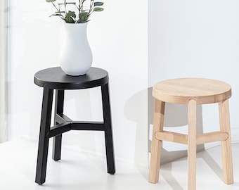 GLYPH wooden stool | Low stool | Comfortable stool Ash wood | Black wood