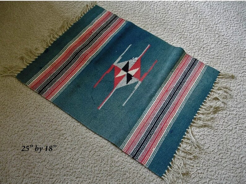 Antique Chimayo Rug Blanket or Throw shops or Wall Hanging - Hand Woven - Early 1900's - 25