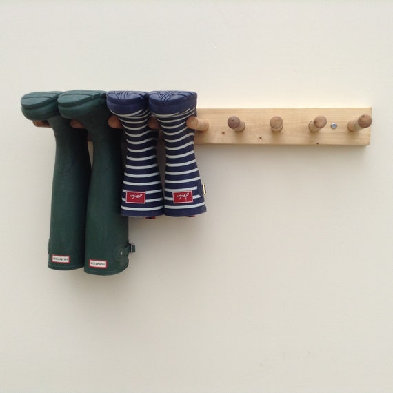 Welly wellington wellies wooden rack boot holder wall mounted MANY CHOICES 
