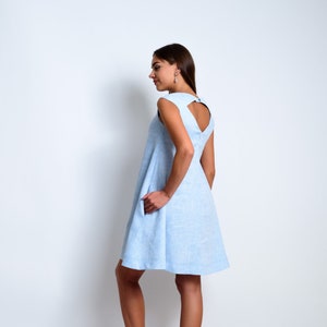 Linen  flared dress | Cut out dress | Cutout dress summer | Linen trapeze dress for women