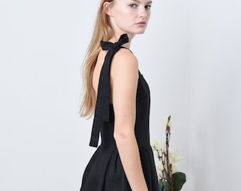asymmetric a line dress Women's Perla A-line Asymmetric Neck Silk Ankle Length Dress S/M/L/XL Yellow/Pink/Black MEAN BLVD Black / L