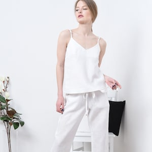 White Linen suit for women | 2 piece linen pant suit | White casual summer suit