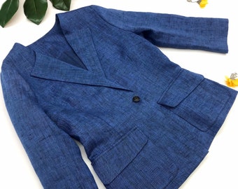Linen Blazer: Women's One-Button Jacket with Pockets