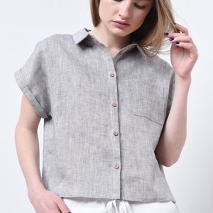 Linen shirt for women | Linen tee | Linen top | Linen oversized blouse | Short sleeve shirt
