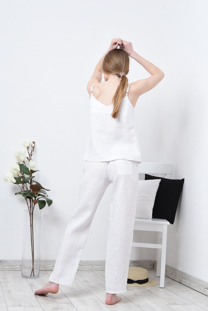 White Linen Suit for Women 2 Piece Linen Pant Suit White Etsy