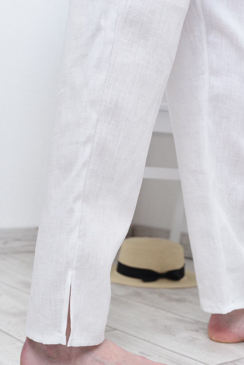 linen loose shirt basic linen top Three piece linen suit linen casual pants White linen suit for women Kl008-A
