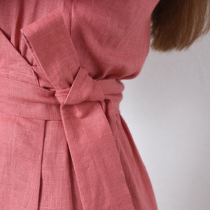 Linen wrap dress, Linen dress with pockets, Casual summer dress image 3
