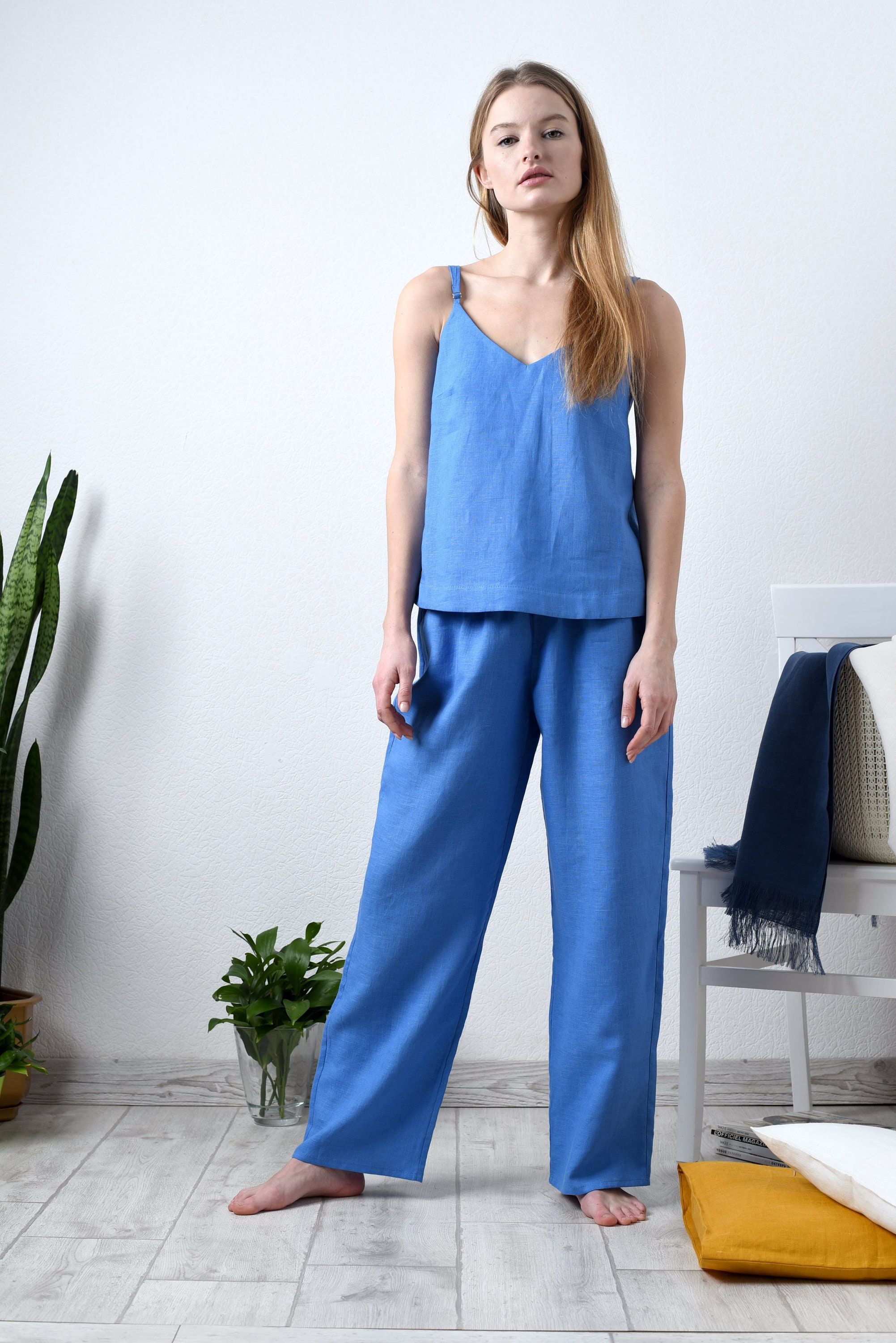 Casual linen suit for women basic linen suit two piece Etsy