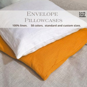Pillow cover - linen pillowcase Housewife style , Pillow sham - envelope closure, Standard pillowcase, Pillow sham linen, body pillow cover