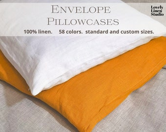 Pillow cover - linen pillowcase Housewife style , Pillow sham - envelope closure, Standard pillowcase, Pillow sham linen, body pillow cover