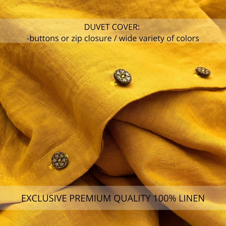 Mustard Linen Duvet Cover With Buttons All Sizes and Custom Etsy
