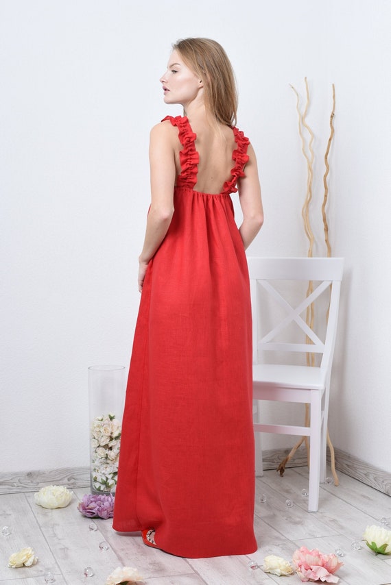 chinese dress ladies Women White Linen Summer Wedding Guest Dress 3473#  Xiaolizi