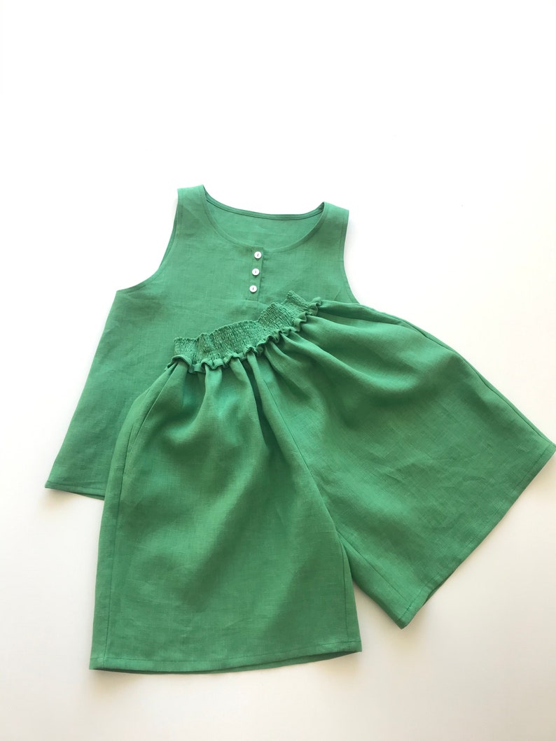 Linen loose fit shorts and top set for women linen shorts Etsy