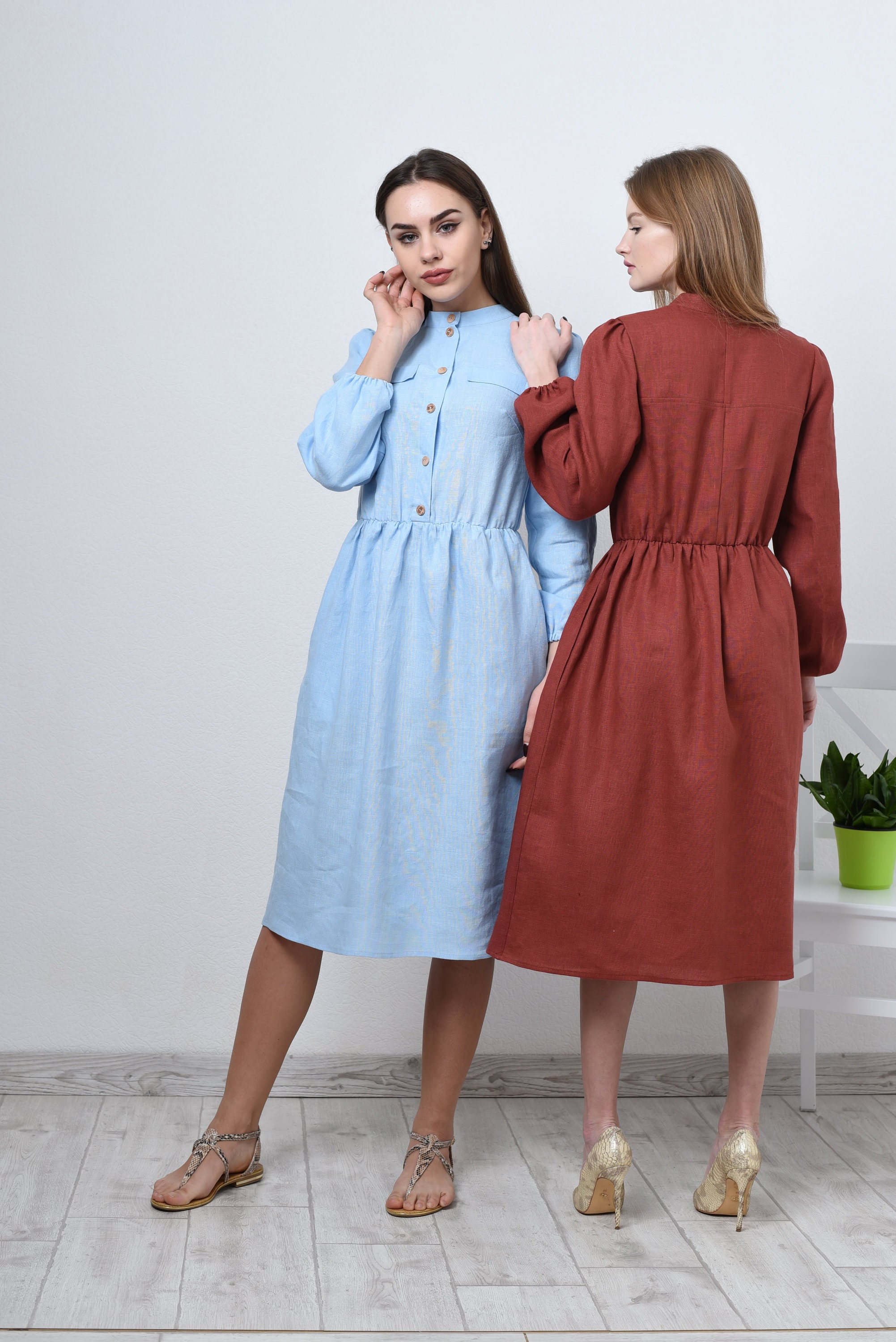 Linen shirt dress for women linen dress with long sleeves Etsy