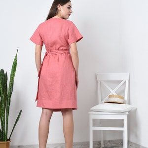 Linen wrap dress, Linen dress with pockets, Casual summer dress image 7