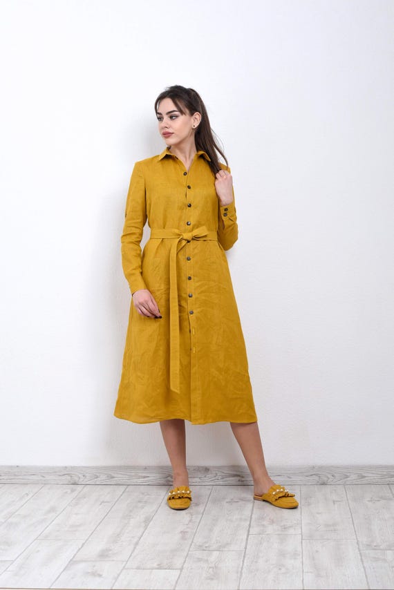 mustard midi dress with sleeves Mustard Yellow Floral Repeat Pattern Women's 3/4 Sleeve Dresses Elegant  A-Line Midi Dress Flare Summer Casual Sundress