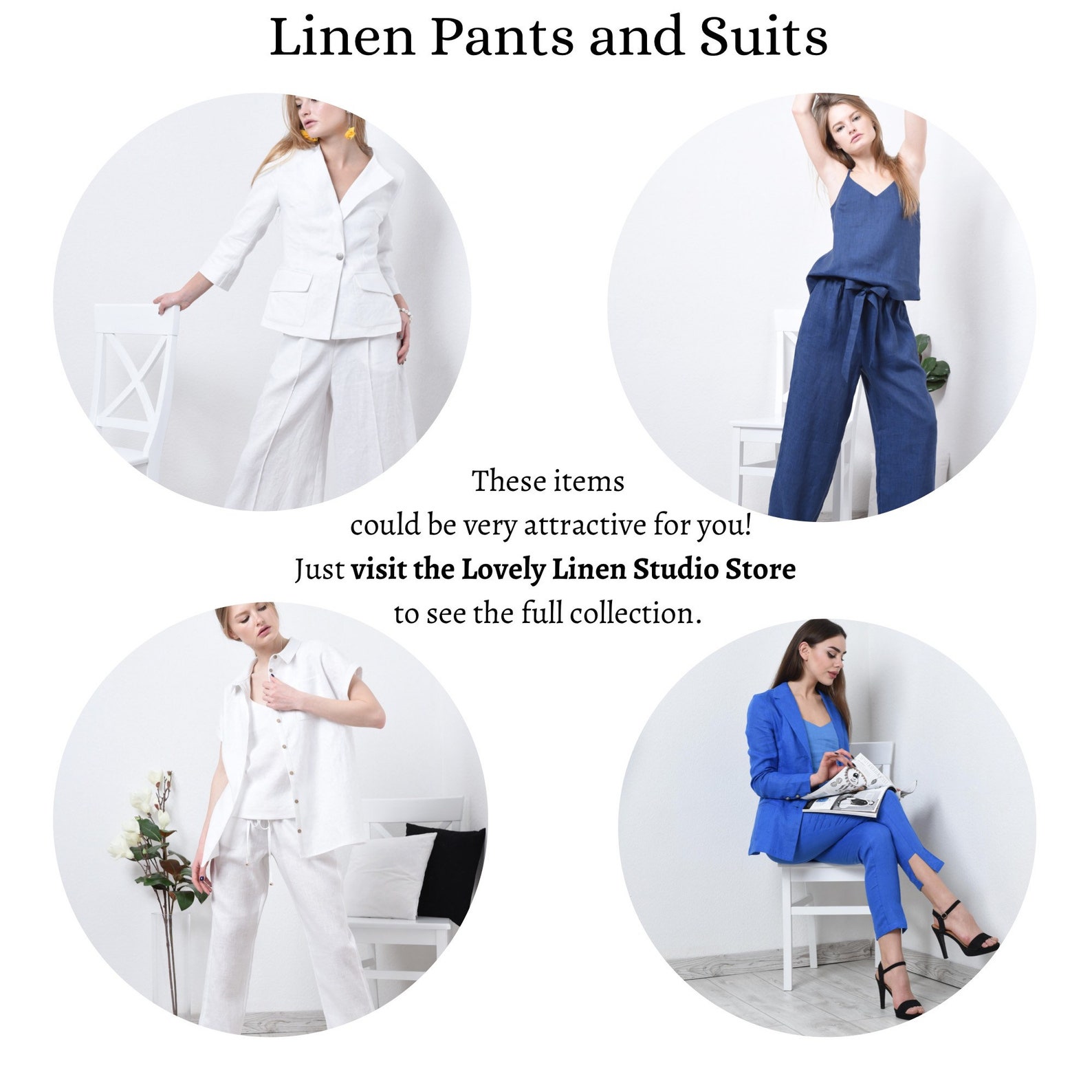 White linen pants and jacket suit / linen set/ linen suit/ Etsy