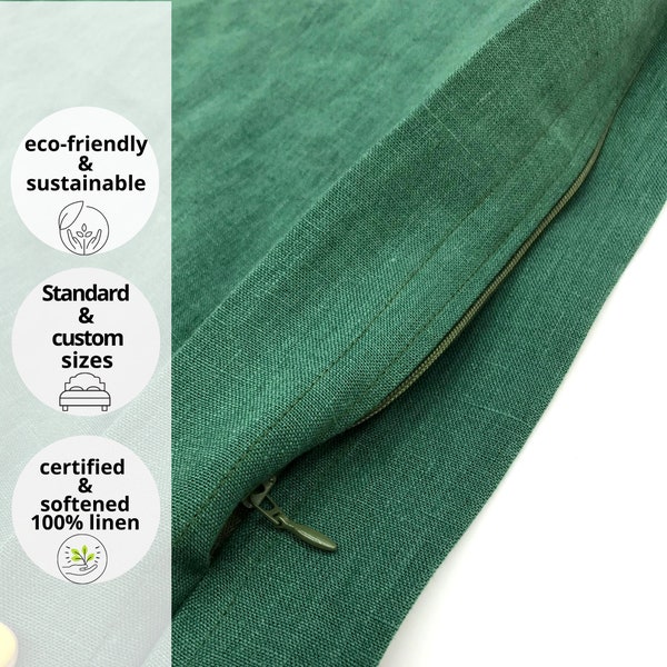 Linen duvet cover zip closure, 100% natural organic duvet cover, Duvet cover Queen, Duvet cover Full, Duvet cover Twin, Green duvet cover