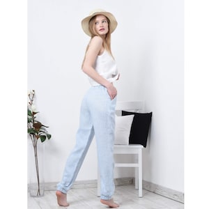 Linen Jogger Pants: Women's Casual Trousers with Pockets