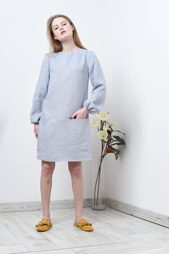 long sleeve tunic dress with pockets Uvn Fall Dresses for Women Long Sleeve Casual Winter Dress with Pockets Buttons Side Tunic Dress, Women's, Size: Small, Black