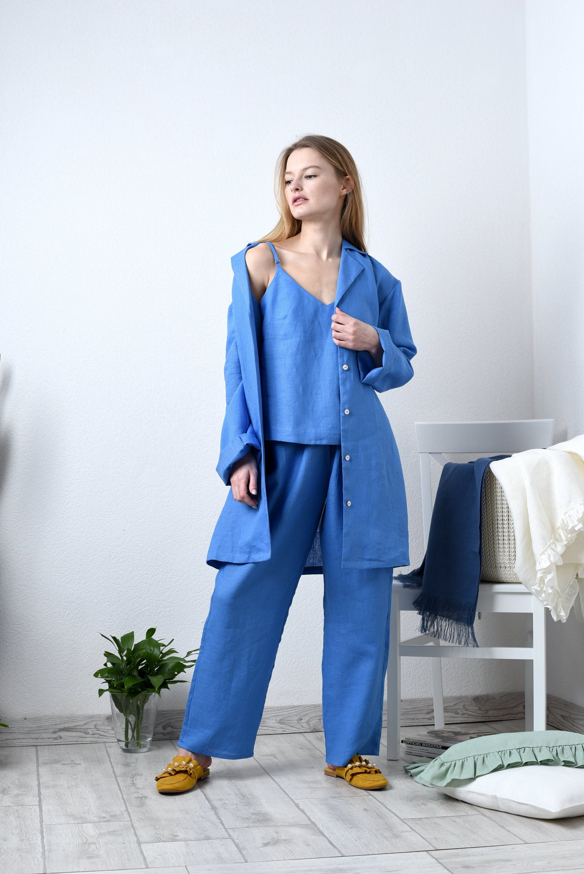 Women's 3 piece pajama set hotsell