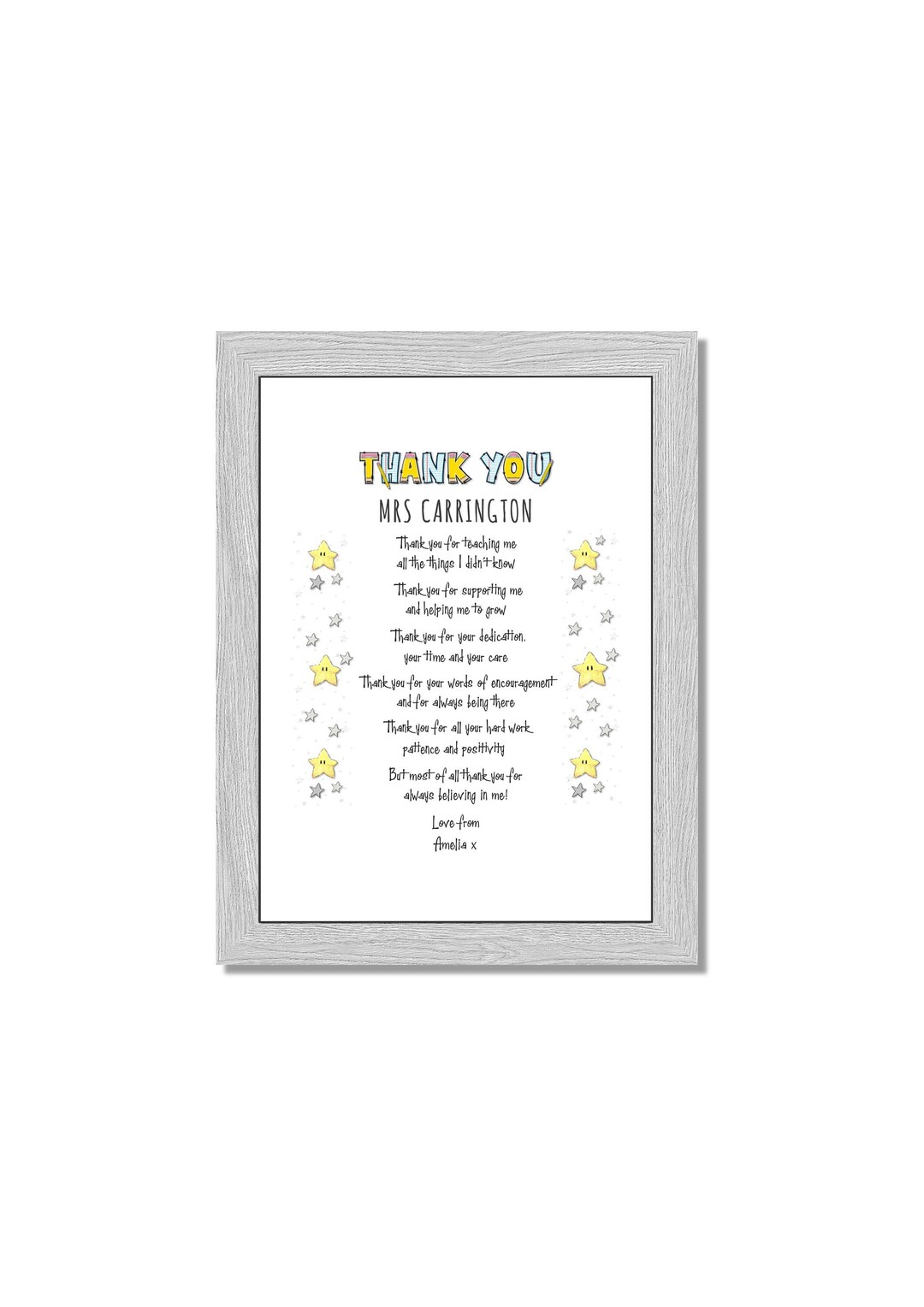 Personalised Leaving Pre-school Thank You Gift for Teacher Nursery A4 ...