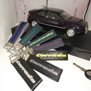 Schlüsselanhänger * VW Karmann Corrado * gestickter Schriftzug * Farbwahl