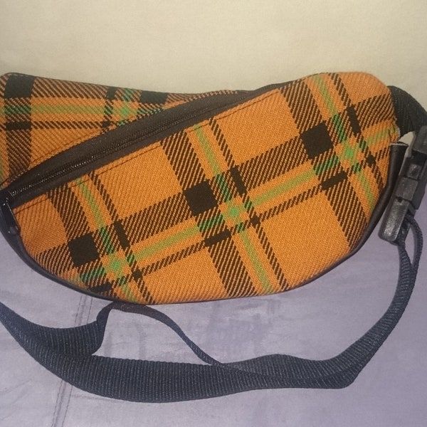 Belt bag * Belly bag * Hipbag * made of original seat fabric * VW Karmann Scirocco 53 & Porsche 914 * Schottenkaro * ORANGE