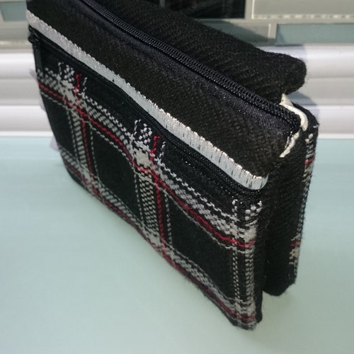 Wallet * Wallet * Wallet * orders Purse * Original Seat Fabric * VW Golf 1 GTi & Porsche 924 * Schottenkaro Black Red White