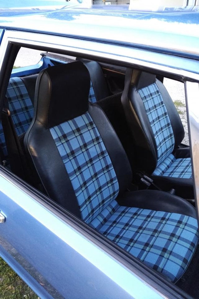 Schlüsseltasche Schlüsseletui aus Sitzstoff VW Scirocco 53 GTi & Porsche 914 Schottenkaro Hellblau Bild 4