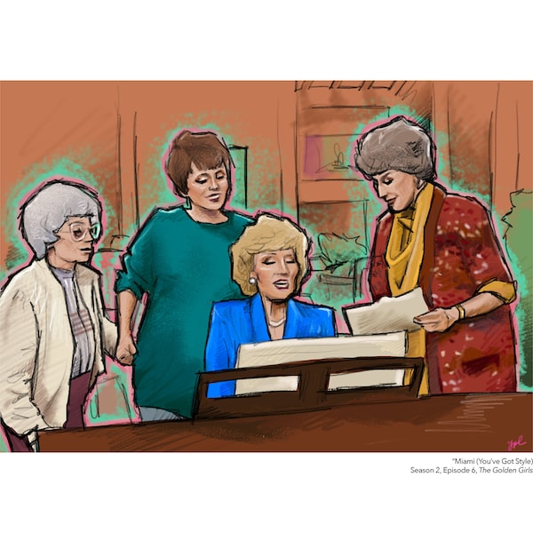 Sophia, Blanche, Rose & Dorothy (The Golden Girls Portrait) Print