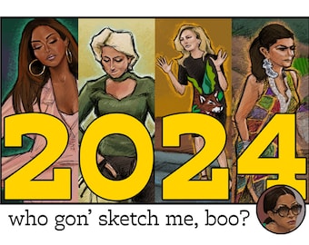 Who Gon&#39; Sketch Me Boo? Real Housewives Portrait 2024 Wall Calendar