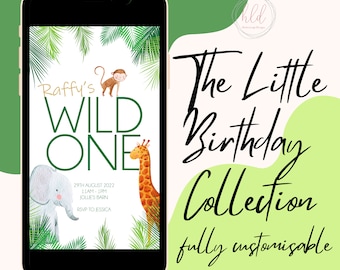 Personalisierte Wild One Geburtstagseinladung: Safari-Thema (Digitaler Download)