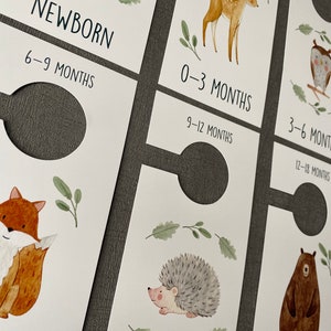 Baby wardrobe dividers - baby shower gift, newborn present, nursery decor, woodland forest animal